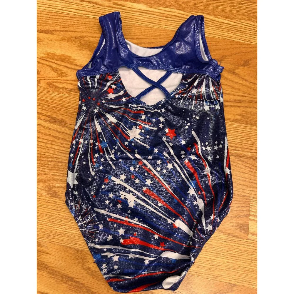 Pre-Owned Dance Gymnastics Leotard Large Child Pink Ombre Sparkle Acro Tumbling